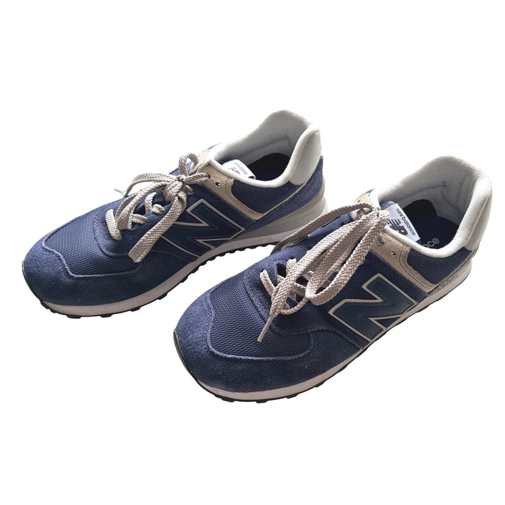New Balance 574 Core ML574EVN Navy White Suede Sneakers Men's 10.5